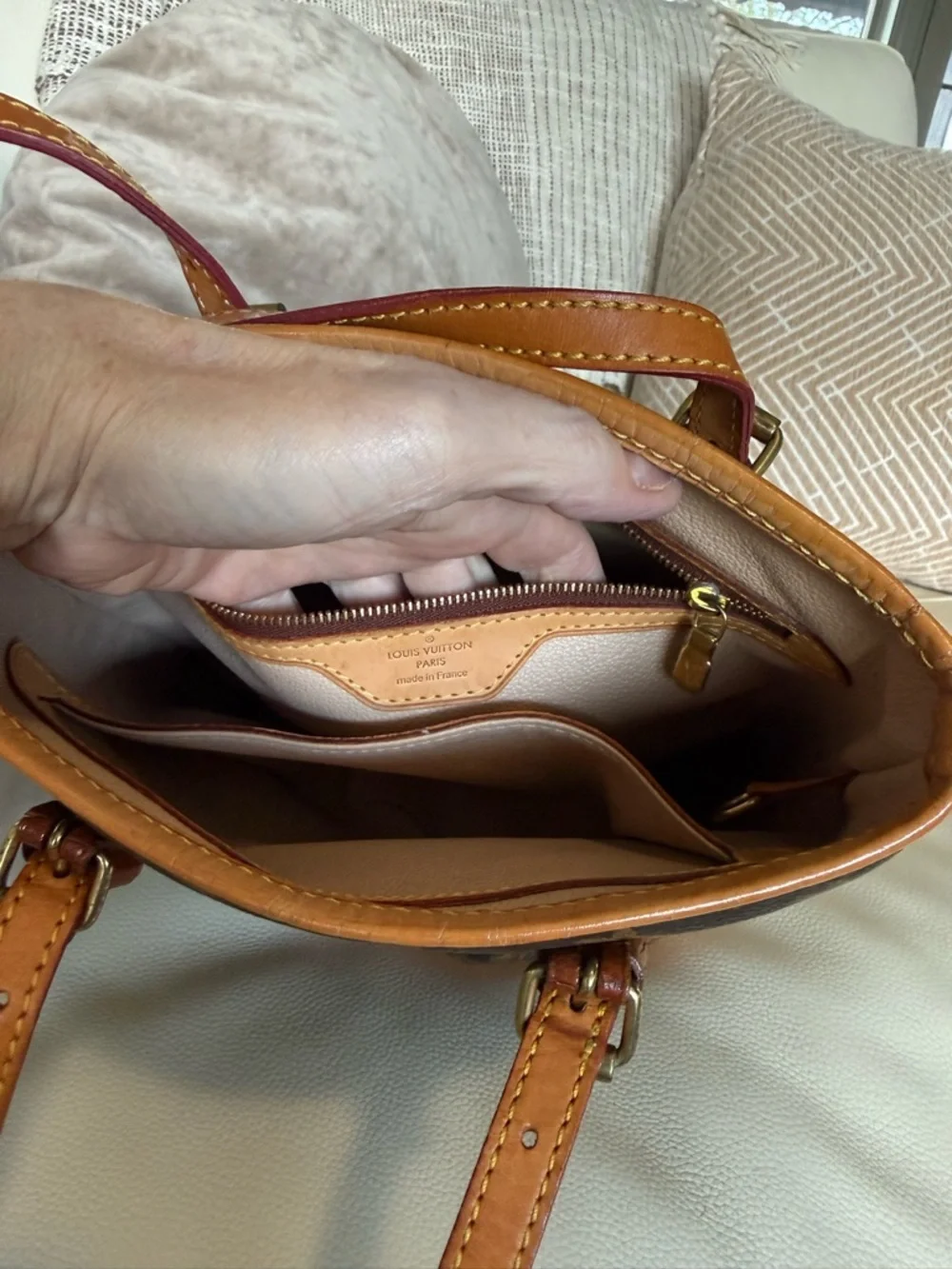 Louis Vuitton Monogram Canvas Bucket Bag - Brown/Tan Leather - Picture 11 of 14